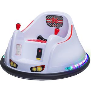 FunPark 6V Electric Bumper Car Ride-On for Toddlers, Ages 1.54 Years, LED Lights, 360 Spin, Supports up to 66 lbs (No Remote), Large