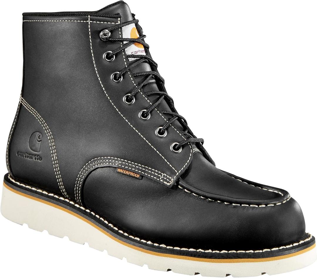 Carhartt Men's 6-inch Waterproof Wedge Soft Toe (9, Black)