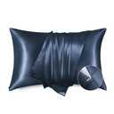 Bedsure Satin Pillowcase with Zipper, Similar to Silk Pillow Cases 2 Pack, Satin Pillow Cases Queen, Silky & Soft Blue Pillow Covers for Hair and Skin, Gifts for Women Men, 20x30 Inches