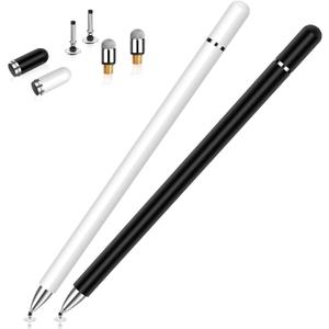 Stylus Pens for Touchscreen,2 Pack High Sensitivity & Precision Magnetic Disc Stylus Pen for iPad/Apple/iPhone/Samsung/Android All Capacitive Touch Screen (Black/White)