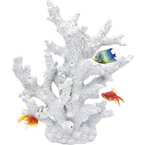 kathson Artificial Coral Ornament Resin Coral Decor for Fish Tank Underwater Sea Plants Decorations Aquarium Landscape (White)