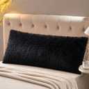 Reafort Luxury Faux Fur Body Pillow Cover 21" x 54", Long Hair PV Plush Body Pillow Case with Hidden Zipper Closure, Ultra Soft Fluffy Decorative Long Pillow Cover (Black, Body)