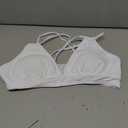 Tainehs Women's Push Up V Neck Bikini Tops Criss Cross Back Padded Bathing Suit Top Only (White, M)