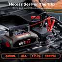 6000A UltraSafe Jump Starter with 160PSI Air Compressor, 12V Car Battery Booster, Portable Jump Box, Power Bank & Jumper Cables, LED Display, LED Light, for 10L Gas & 10L Diesel Engines