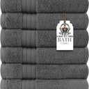 HERCULEAN Large Bath Towels 24 x 50 Pack of 6 | Quick Dry and Highly Absorbent | 100% Cotton Terry Towels for Bathroom - Perfect for Shower - Pool and Spa - Luxury Soft Towels - Light Grey