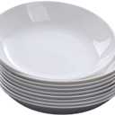 Spaghetti Bowl, 9-inch Salad Bowl White Soup Bowl Large Spaghetti Serving Bowl Porcelain Spaghetti Plate Wide Shallow Bowl 4-piece microwave dishwasher Safe Valentine's Day gift