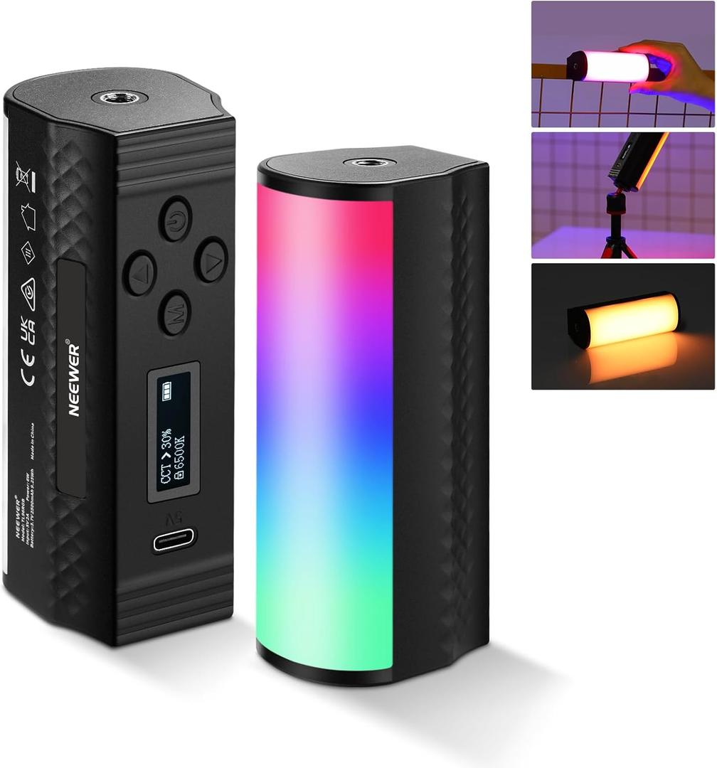 NEEWER Basic Magnetic Handheld Light Wand, 360 Full RGB Mini LED Video Light Stick, 2500mAh Battery, 2500-8500K Dimmable Camera Tube Light for Studio Photography TikTok YouTube Vlog, TL96RGB