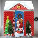 4 Pcs 98 Inch Christmas Santa Claus Door Cover Decorations Xmas House Classroom Door Banner Hanging Backdrop Porch Sign for Holiday Classroom Photography Photo Background Home Party Decor