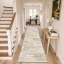 Runners for Hallways Non-Slip 2x10 Long Runner Rugs Washable Abstract Tear and Stain Resistance No Pile Lightweight Modern Rug Runners for Entryway, Kitchen, Walkway, Beige/Yellow