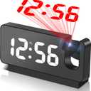 Projection Alarm Clocks for Bedrooms,LED Digital Clock with 180 Rotatable Projector on Ceiling Wall,Snooze Model,12/24H,2-Level Brightness Indoor Temperature for Heavy Sleepers Adults