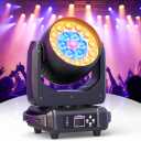 HOLDLAMP Moving Head Lights 19x15W RGBW 4-in-1 LED Stage Light with Zoom Beam Wash Effect by Sound Activated Auto DMX Control for Wedding DJ Disco Parties Nightclub Show Bar (1 Pack)