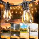 addlon 50FT LED Outdoor String Lights with Edison Shatterproof Bulbs, Weatherproof Strand, Commercial Grade Patio Lights, Decorative for Garden or Patio, Black