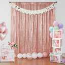 Rose Gold Sequin Backdrop Curtain 4 Panels 2FTx8FT Glitter Rose Gold Background Drapes Sparkle Photography Backdrop for Party Wedding Birthday Wall Decoration