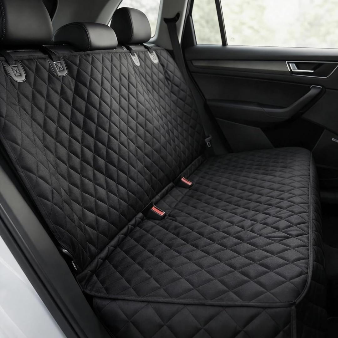 fidozen Waterproof Dog Car Seat Cover with Belt for Back Seat - Washable Pet Protector Accessories for Cars, Trucks, SUVs, and Bench Seats - Auto Backseat Hammock for Small & Large Dogs