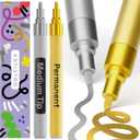 ARTISTRO 2 Gold & Silver Permanent Marker - Waterproof Markers for Tire, Fabric, Rocks, Glass, Ceramic, Wood, Paper - Oil Based Paint Pens - Medium Tip 3mm