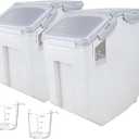 Rice Storage Container 25Lb, 2 Pack 15L Airtight Food Bin with Wheels, Large