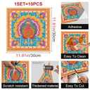 10PCS 12x12 Inch Colorful Thanksgiving Turkey with Candy Corn Floor Tiles Peel and Stick Removable Self Adhesive DIY Vinyl Flooring Stickers for Kitchen Bathroom Living Room Home Decor