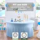 Outpain Baby Blue Spandex Round Tablecloths for 72 inch Tables, Stretchy 132 inch Fitted 6FT Round Table Cloth with Wrinkle Free Skirt for Wedding Parties & Banquets