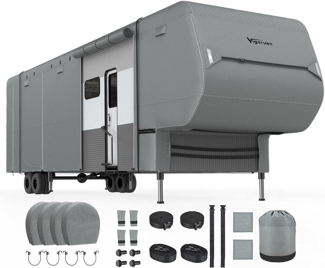 5th Wheel RV Cover 34-37FT, Thick 7-Layer Top, Water-Resistant