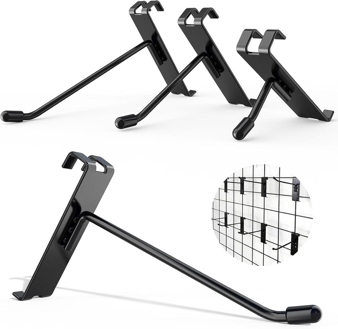 50pcs Gridwall Hooks 4inch Anti-Scratch 15°Tilt Angle with Black High Grade Surface Coating Grid Wall Hooks for Grid Wall Panel Gridwall Hooks & Hangers