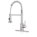 Kitchen Faucet with Pull Down Sprayer,Commercial Single Handle Stainless Steel Kitchen Faucets with Deck Plate (Brush Nickel)