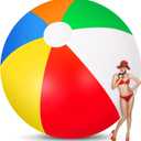 12 Foot Giant Inflatable Beach Ball Jumbo Rainbow Colored Beach Ball Large Beach Ball Big Pool Ball Inflatable Beach Ball Sport Beach Ball Jumbo Toy for Swimming Pool Water Game Toy Party Decor