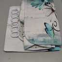 AZHM Rustic Farmhouse Shower Curtain Set 4pcs Farm Teal Daisy Floral Bathroom Decor Set with Shower Curtain and Rugs and Accessories (Green)