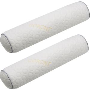Cylindrical Pillow,Bedding Round Neck Pillow (Pack of 2, White Jacquard) 18 x 4 inches,Bolster Pillow for Bed, Legs, Back and Yoga (18x4)