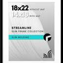 Americanflat 18x22 Picture Frame with Polished Plexiglass - Use as 14x18 Frame with Mat or Display 18x22 Photo Without Mat - Streamline Collection - Thin Border Picture Frames for Wall - Black