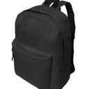 BOGGEUSS Black Basic School Canvas Backpacks for Boys Girls 15.6 Inch Travel Water Resistant Bookbag Black