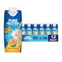 Pure Protein Complete Protein Shake, Frosted Cereal, 30g High Protein Drink, Less than 1g Sugar, 4g Fiber, Ready to Drink, Non GMO, On-the-Go Shakes, 11oz Bottles, 12 Pack (EXP 08/21/26)