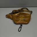 Genuine Leather Vintage Travel Fanny Pack Zipper Pockets with Key Ring Strap, Adjustable Strap Sling Bags Crossbody Daypack, Cowhide Leather Waist Backpack (Khaki)