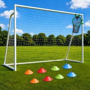 Soccer Goal 12×6, 8×6 and 6×4 FT Soccer Goals for Backyard, 2" Diameter Steel Goal for Kids and Adults Large Soccer Goal Powder Coated Galvanized Steel Post with Soccer Target Net for Training