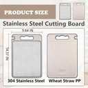 304 Stainless Steel Cutting Board for Kitchen, Stainless Steel/Wheat Straw PP Double Sided Large Cutting Board Non-Slip Scratch-Resistant Chopping Board with Juice Groove 1510 In