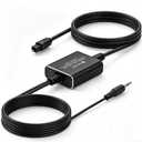 eSynic Portable Optical to 3.5mm Adapter-7 FT Long-192KHz DAC Converter-Metal Shell-Built in DAC Chip-Easy to Setup-For HDTV/Blu-Ray/Gaming Console to 3.5MM Audio Speaker & Headphone-Not Bidirectional