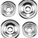 WB31T10010 WB31T10011 Electric Stove Drip Pans Chrome Fit for Kenmore Hotpoint GE Electric Surface Burner by Cenipar-Includes 8 inch(2 Pack) and 6 Inch(2 Pack) Drip Pans