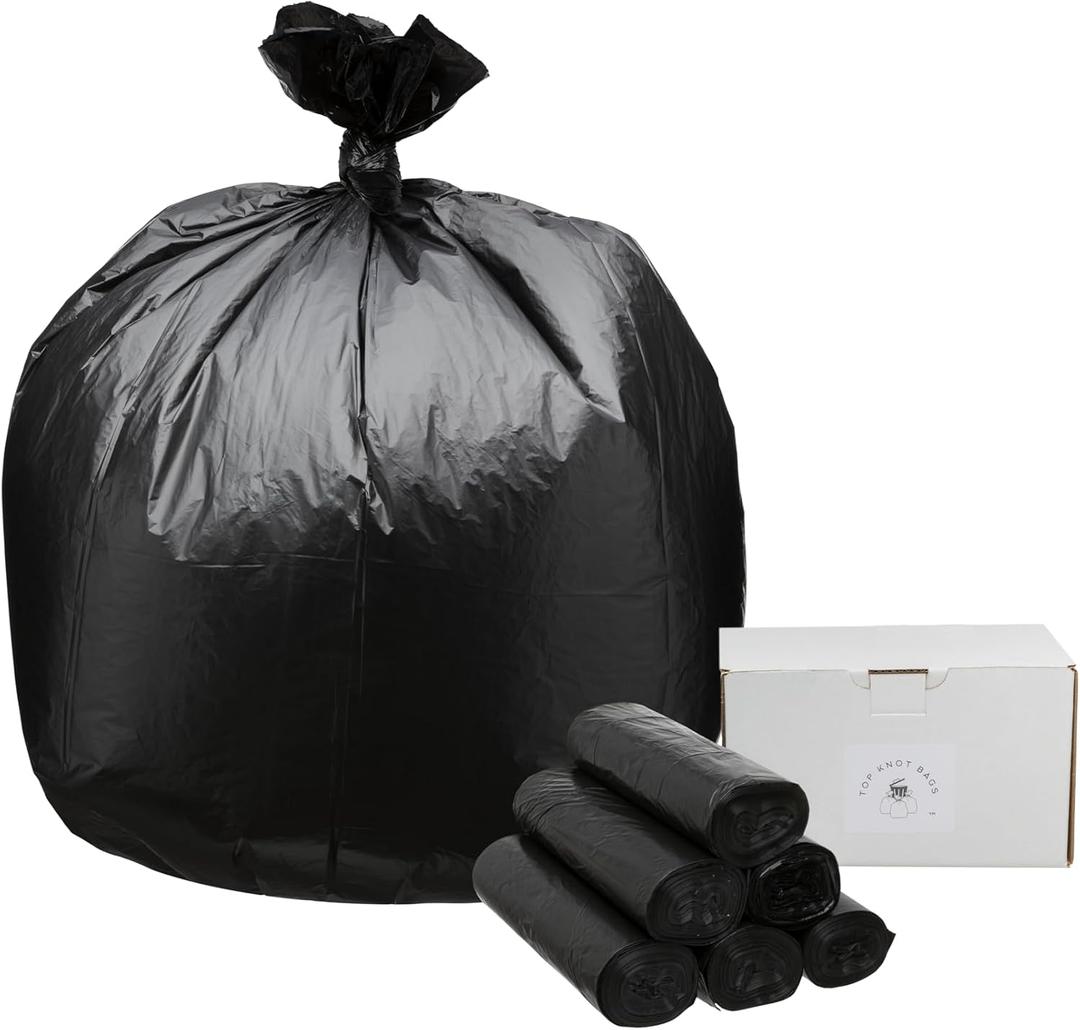 Top Knot Bags 45 Gallon Garbage Trash Bag 40X48" Black 150 Count Can Liner Bulk 40 Gallon 41 Gallon 42 Gallon 44 Gallon Made in USA