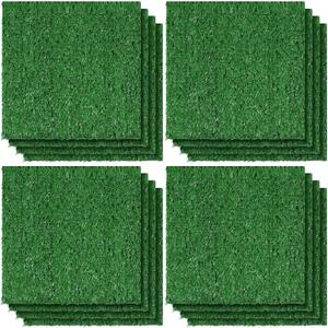 Nuanchu 12 Pieces 6 x 6 Inch Artificial Grass Square Mats Fake Grass Tiles Placemats Turf Patch Table Centerpieces Decor Rug for Crafts Miniature Garden Dollhouse DIY Party Indoor Outdoor, Green