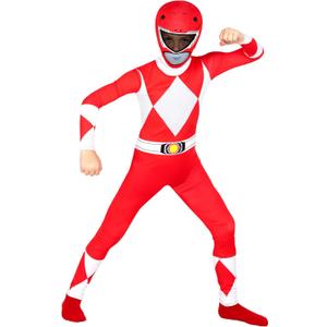 Morphsuits Red Mighty Morphin Power Rangers Costume Kids, Power Rangers Kids, Boys Halloween Costume (Large)
