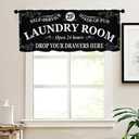 Black Kitchen Curtains Laundry Room Design for Windows Valances Rod Pocket Curtain Valance for Bathroom Living Room Cafe Home Decor (Laundry Room, 18"x54"-1pc)