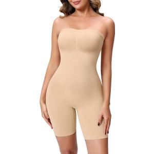 Strapless Shapewear for Women, Full Shape Wear Tummy Control Bodysuit, Seamless Slimming Body Shaper L