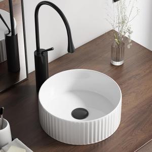 Round Vessel Sink 12 Inch Above Counter - White Ceramic Countertop Bathroom Sink, 12" x 12" Modern Vanity Art Basin Porcelain Hand Wash Basin