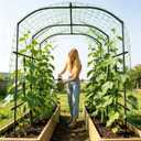 SUNYRISY Garden Arch Trellis, Metal Core Trellis for Climbing Plants Outdoor, 87" x 71" x 75" Tall Archway Tunnel Plant Support for Vine Cucumber Tomato Grape Vegetables Climbing Plants