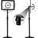 4Packs Adjustable floor standing poster stand, vertical and horizontal display sign stand, with heavy-duty base, aluminum alloy opening and closing frame (8.5 x 11 black)