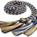 Graduation Double Honor Cord Three-Color (Royal Blue/Gold/White)