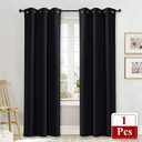 NICETOWN Soundproof Thermal Insulated Blackout Curtain Thermal Insulated Solid Grommet Room Darkening Drape for Dining Room (Single Panel, 42 inches by 84 inch, Black)