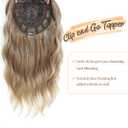PANEWAY 16Inch Wavy Curly Brown Blonde Hair Topper with Dark Root - Clip In Hair Topper for Women