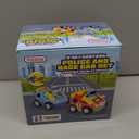 Prextex 2 Pack Cartoon Remote Control Cars for Toddlers - Police Car and Race Car with Steering Wheel Controllers and Lights - Different Frequencies So Both Can Race Together - Toddler Gift 18+ Months