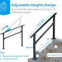 Wrought Iron Handrails for Outdoor Steps - Exterior Hand Rails for Concrete Steps Outside Metal Stair Railing Porch 4 Step