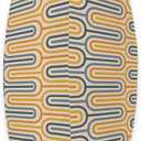 Mid Century Modern Geometric Pattern Navy Blue Yellow Rust Throw Pillow